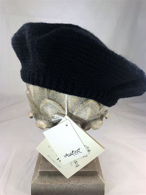 Black Shetland Wool Beret .